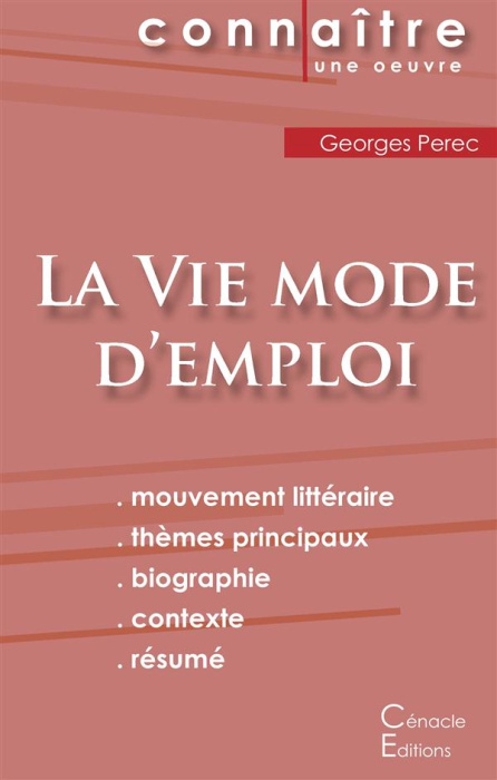 Emprunter La vie mode d'emploi. Fiche de lecture livre