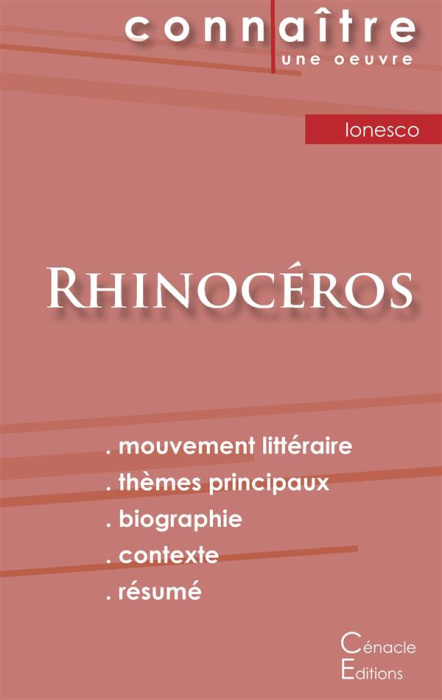 Emprunter Rhinocéros. Analyse littéraire de référence et résumé complet livre