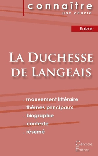Emprunter La duchesse de Langeais. Fiche de lecture livre