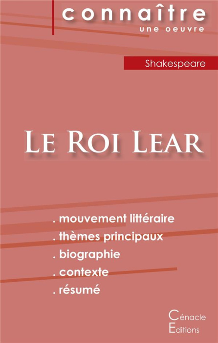 Emprunter Le Roi Lear. Fiche de lecture livre