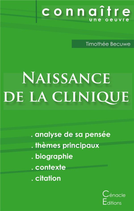 Emprunter Naissance de la clinique. Fiche de lecture livre