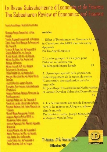 Emprunter La Revue Subsaharienne d'Economie et de Finance. 6 The Subsaharian Review of Economics and Finance - livre