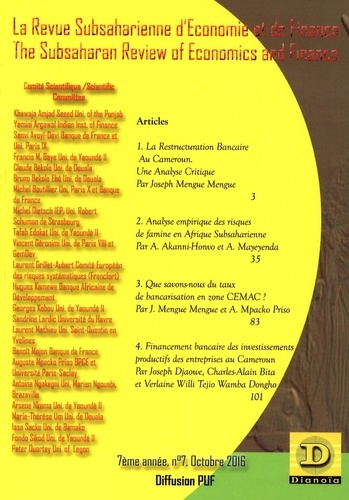 Emprunter La Revue Subsaharienne d'Economie et de Finance. 7 The Subsaharian Review of Economics and Finance - livre