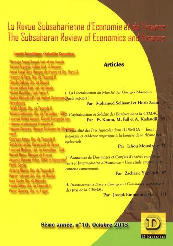Emprunter La Revue Subsaharienne d'Economie et de Finance N° 10, octobre 2018 : The Subsaharian Review of Econ livre
