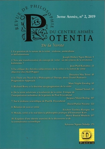 Emprunter Potentia - revue de philosophie du centre Ahmés N° 2/2019 : De la Vérité livre