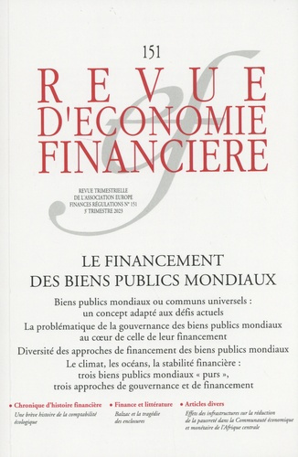Emprunter Revue d'économie financière N° 151, 3e trimestre 2023 : Le financement des biens publics mondiaux livre