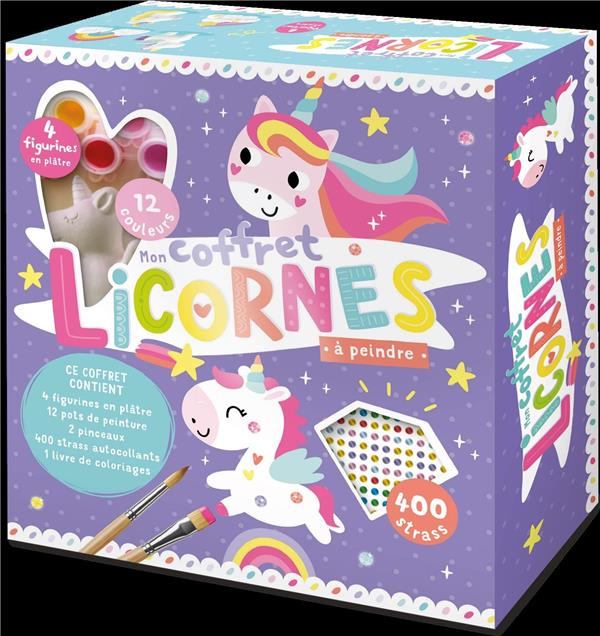 Emprunter Mes Licornes à peindre. Avec 4 figurines, 12 pots de peinture, 2 pinceaux en bois, 400 strass autoco livre