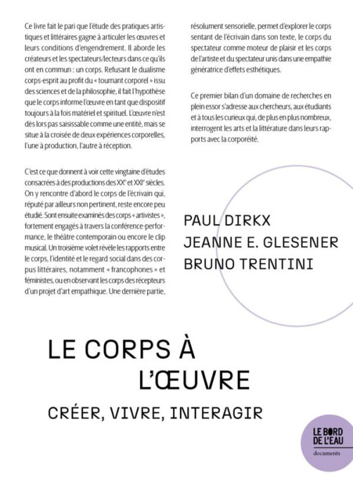Emprunter Le corps à l'oeuvre. Créer, vivre, interagir livre