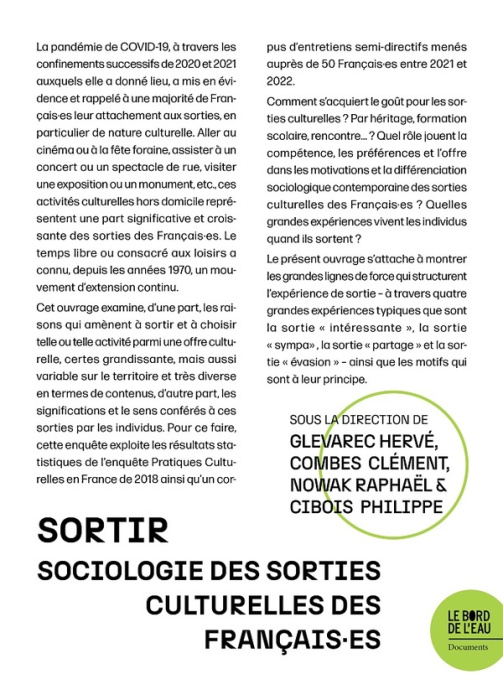 Emprunter Sortir. Sociologie des sorties culturelles des Français.es livre