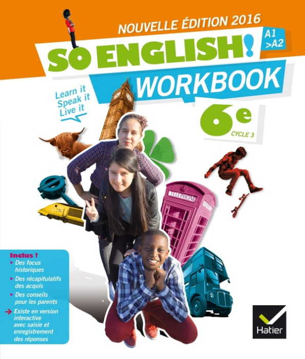 Emprunter Anglais 6e A1-A2 So english ! Workbook, Edition 2016 livre