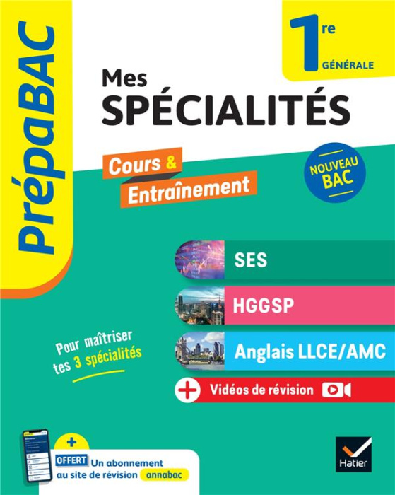 Emprunter Mes spécialités 1re générale Prépabac. SES - HGGSP - Anglais LLCE/ AMC Vidéos de révision livre