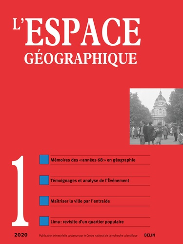 Emprunter L'espace géographique N° 1/2020 livre