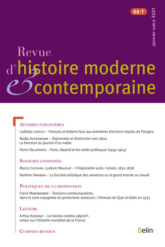 Emprunter Revue d'histoire moderne et contemporaine Tome 68 N° 1, janvier-mars 2021 livre