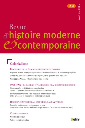 Emprunter Revue Histoire Moderne et Contemporaine Tome 71 N° 2, avril-juin 2024 : Colonialisme livre