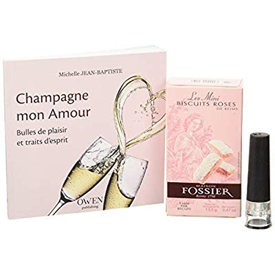 Emprunter Champagne mon amour. 1 livre, 1 bouchon vide-air, 1 carré de satin, 1 étui de 5 mini-biscuits rose d livre