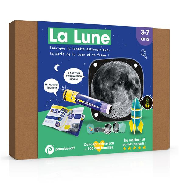 Emprunter LA LUNE - KIT PANDACRAFT 3-7 ANS - FABRIQUE TA LUNETTE ASTRONOMIQUE, TA CARTE LUNAIRE ET TA FUSEE livre