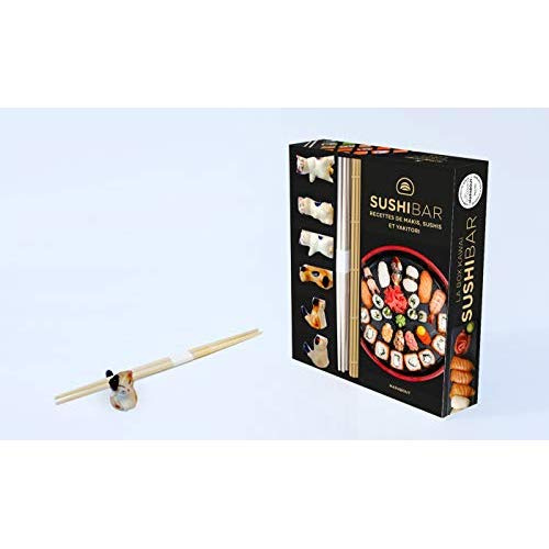 Emprunter La box kawaï Sushis bar. Avec des baguettes japonaises, des porte-baguette kawaï, une natte en bambo livre