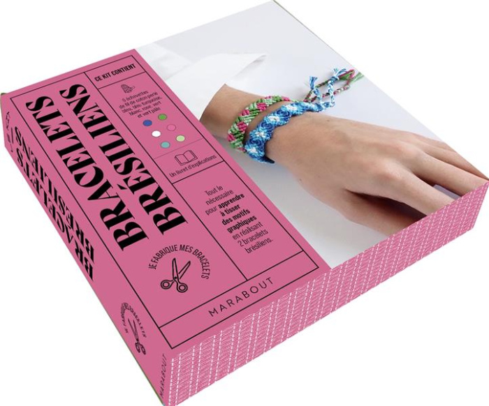 Emprunter Le kit bracelets brésiliens. Avec du fil de coton perlé bleu, bleu turquoise, blanc, rose, vert et v livre