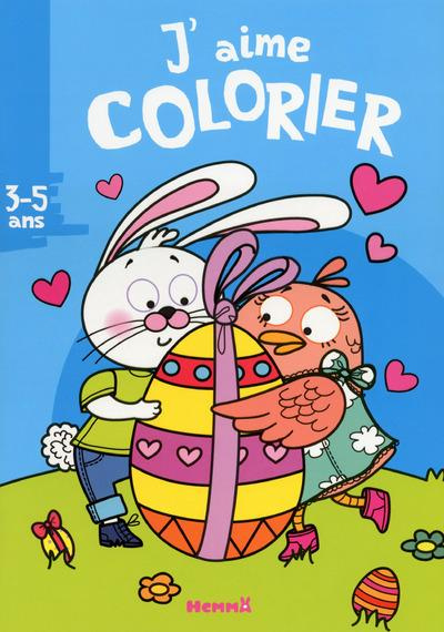 Emprunter J'aime colorier lapin , poule, oeuf livre