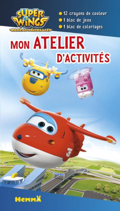 Emprunter Mon kit d'activités Super Wings. 12 crayons de couleur, 1 bloc de jeux, 1 bloc de coloriages livre