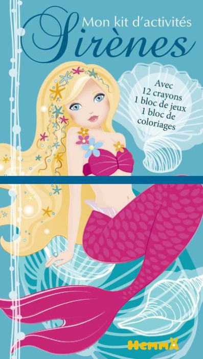 Emprunter Mon kit d'activités Sirènes. 12 crayons de couleur, 1 bloc de jeux, 1 bloc de coloriages livre