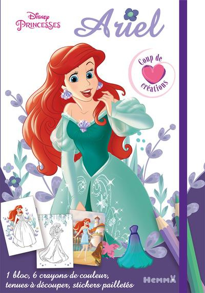 Emprunter Ariel. Avec un bloc, 6 crayons de couleur, des tenues à découper, des stickers pailletés livre