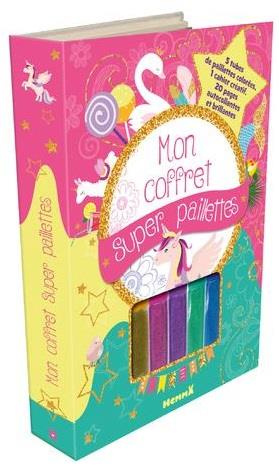 Emprunter Mon coffret super paillettes. Avec 5 tubes de paillettes colorées, 1 cahier créatif, 20 pages autoco livre
