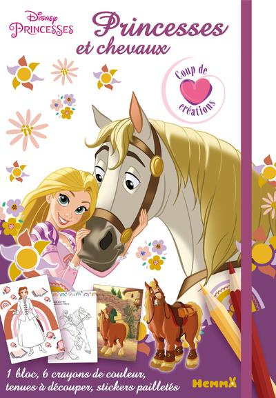 Emprunter Princesses et chevaux. Avec 1 bloc, 6 crayons de couleur, des tenues à découper et des stickers pail livre