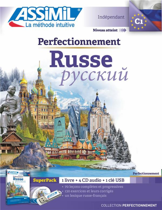 Emprunter Superpack perfectionnement russe. Contient 1 livre, 1 clé USB, avec 4 CD audio MP3 livre