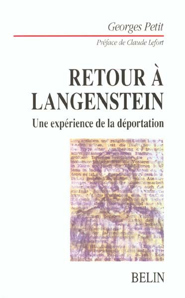 Emprunter Retour à Langenstein. Une expérience de la déportation livre