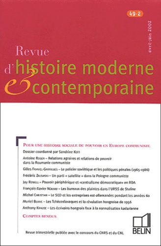 Emprunter Revue d'histoire moderne et contemporaine/492/Pour une histoire sociale du pouvoir en Europe communi livre