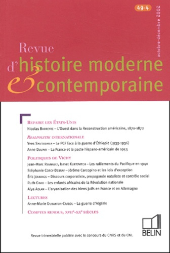 Emprunter RHMC 49-4 - OCTOBRE-DECEMBRE 2002 49-4 livre