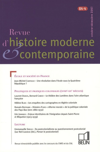 Emprunter Revue d'histoire moderne et contemporaine/544/Ecole et société en France , Politiques et pratiques c livre