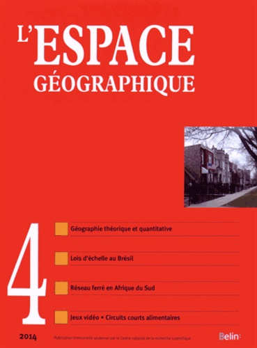 Emprunter L'espace géographique/4342014/L'espace géographique Tome 4342014 livre