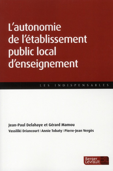 Emprunter L'autonomie de l'établissement public local d'enseignement livre
