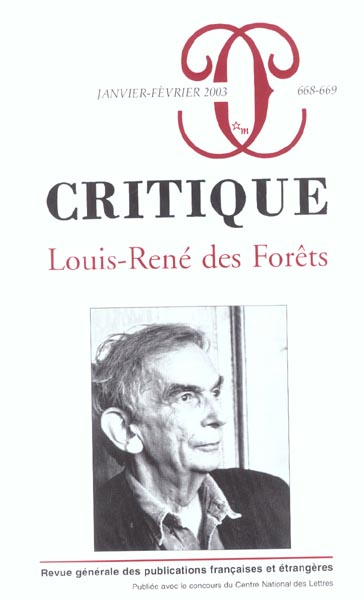 Emprunter CRITIQUE 668-669 LOUIS RENE DES FORETS livre