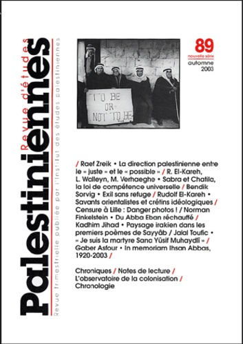 Emprunter Revue d'études palestiniennes N° 89 Automne 2003 livre