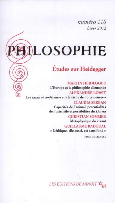 Emprunter Philosophie N° 116, Hiver 2012 : Etudes sur Heidegger livre