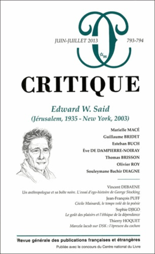 Emprunter Critique N° 793-794, juin-juillet 2013 : Edward W Said livre