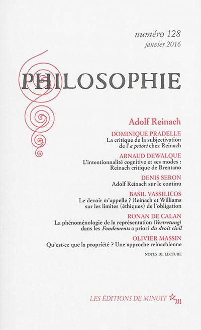 Emprunter Philosophie N° 128, janvier 2016 : Adolf Reinach livre