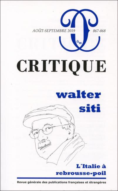 Emprunter Critique N° 867-868 : Walter Siti livre