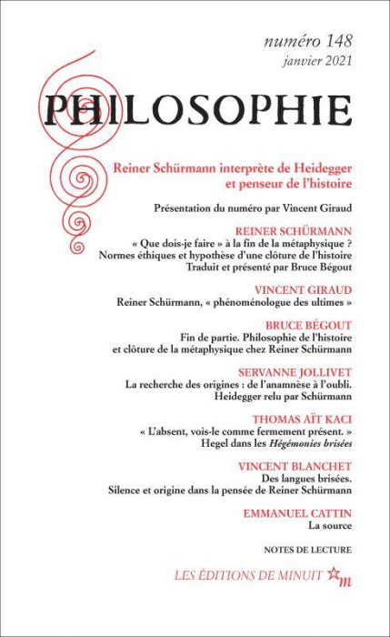 Emprunter Philosophie N° 148, janvier 2021 : Reiner Schurmann interprète de Heidegger et penseur de l'histoire livre