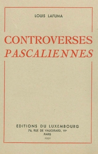 Emprunter Controverses pascaliennes livre