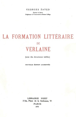 Emprunter La Formation littéraire de Verlaine. avec des documents inédits livre