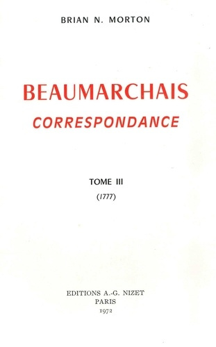 Emprunter Beaumarchais, Correspondance, T3 (1777) livre