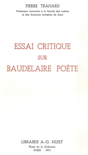 Emprunter Essai critique sur Baudelaire poète livre