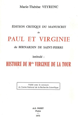 Emprunter Édition critique du manuscrit de Paul et Virginie de Bernardin de Saint-Pierre intitulé: