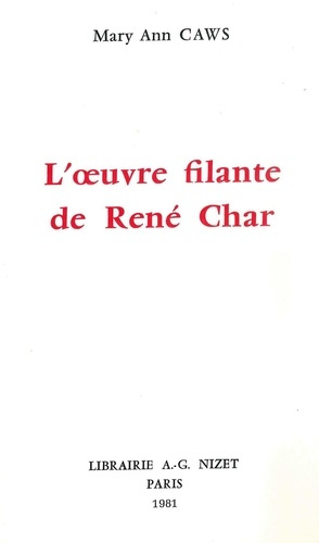 Emprunter L'Œuvre filante de René Char livre