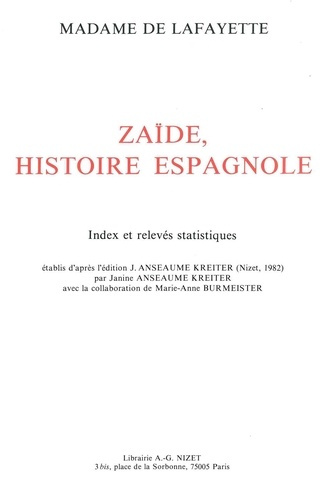 Emprunter Zaïde, Histoire espagnole. Index et relevés statistiques livre
