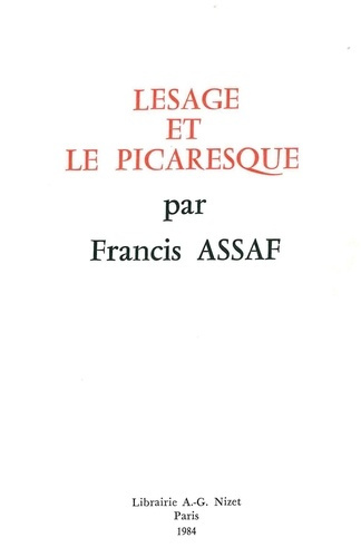Emprunter Lesage et le picaresque livre